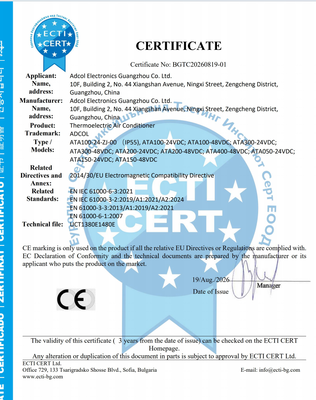 ATA100-24VDC Máy điều hòa nhiệt điện được thiết kế cho tủ điện tử, tủ lạnh và phòng môi trường
